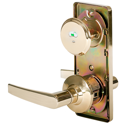ADA Door Lock with Indicator in Satin Brass - Right-Handed