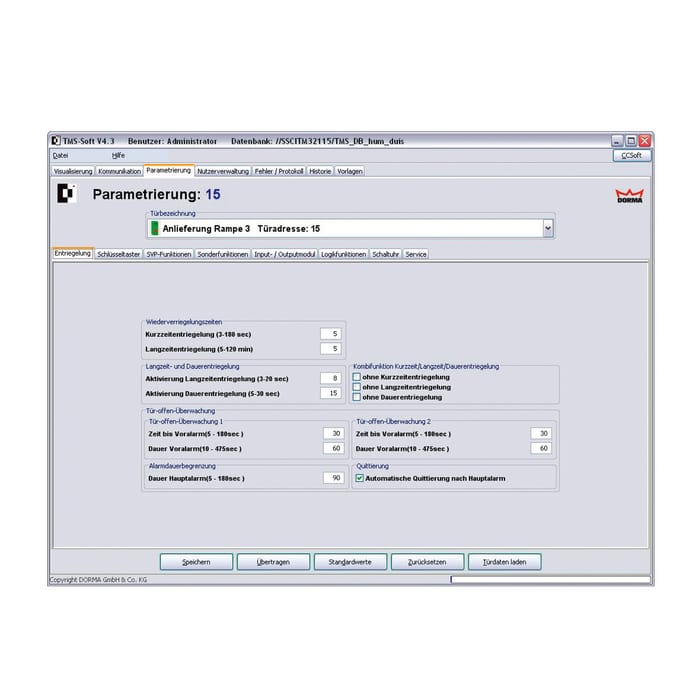 Emergency exit system TMS Soft control software