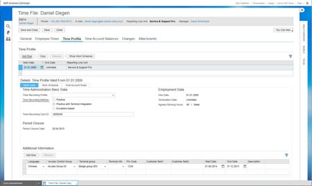 SAP Business ByDesign Time profile with additions